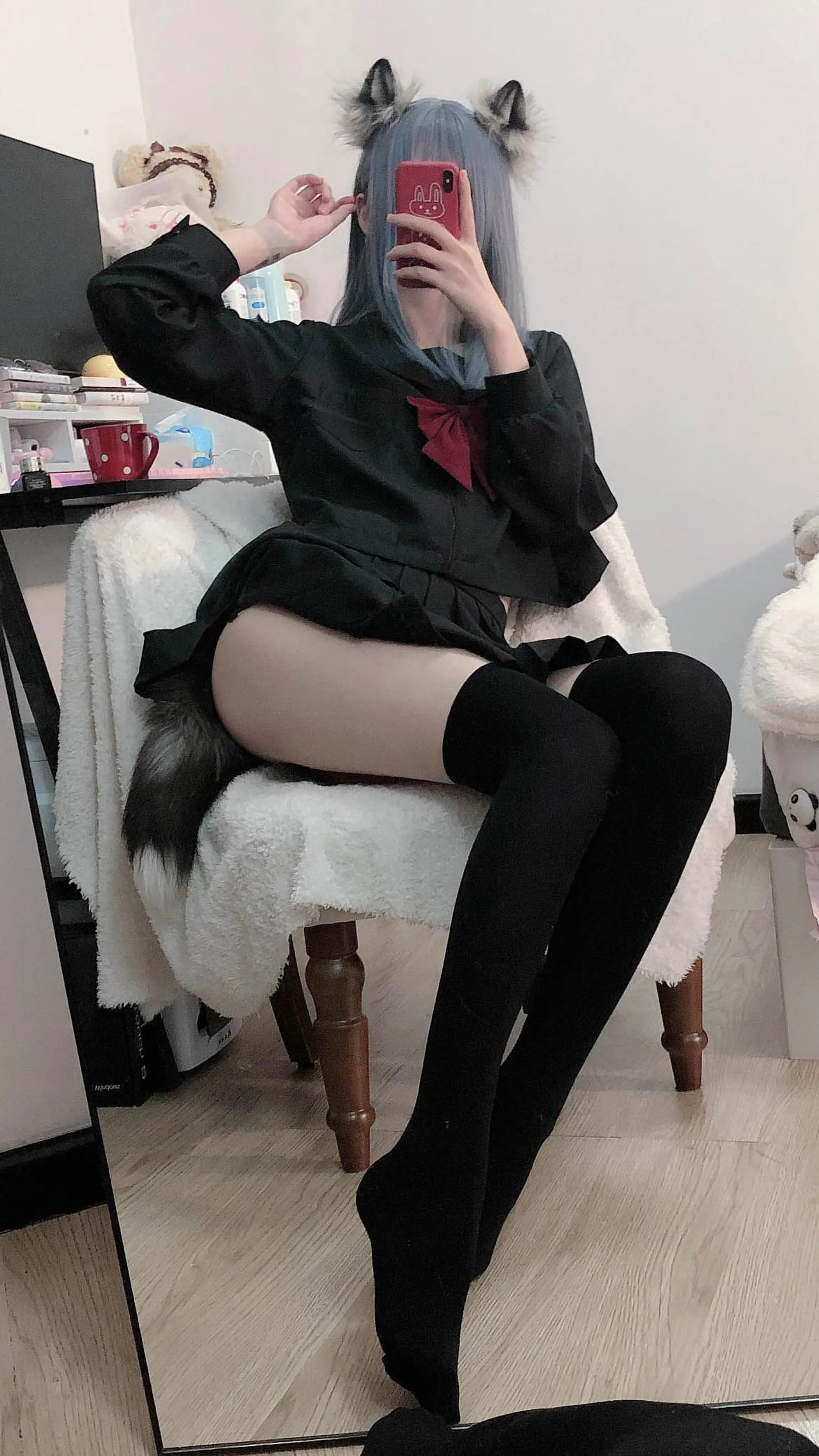眼酱大魔王w – NO.028 补丁 蝴蝶结黑丝 裸足 兽耳 [43P]插图8